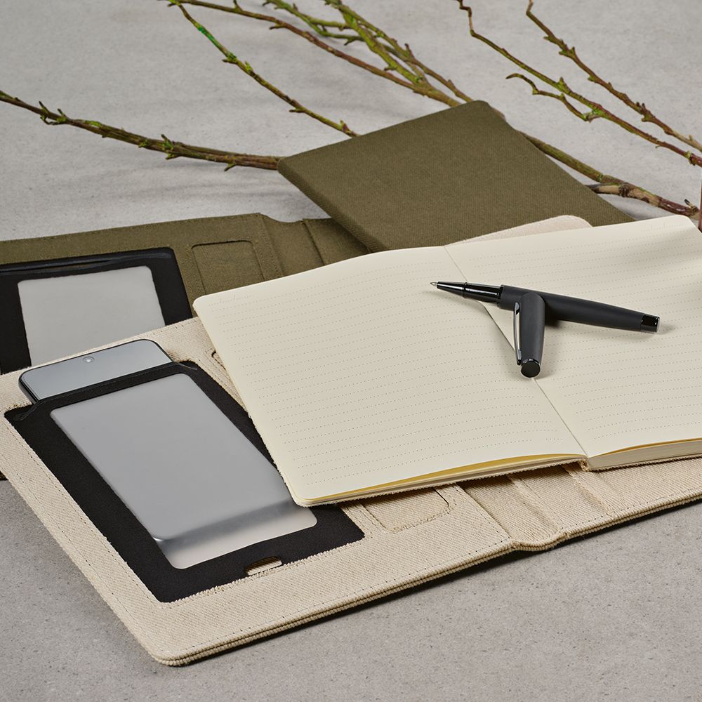 Picture of Eliot A4 Folder rCotton. 64 FSC sheet notepad and rPU closure