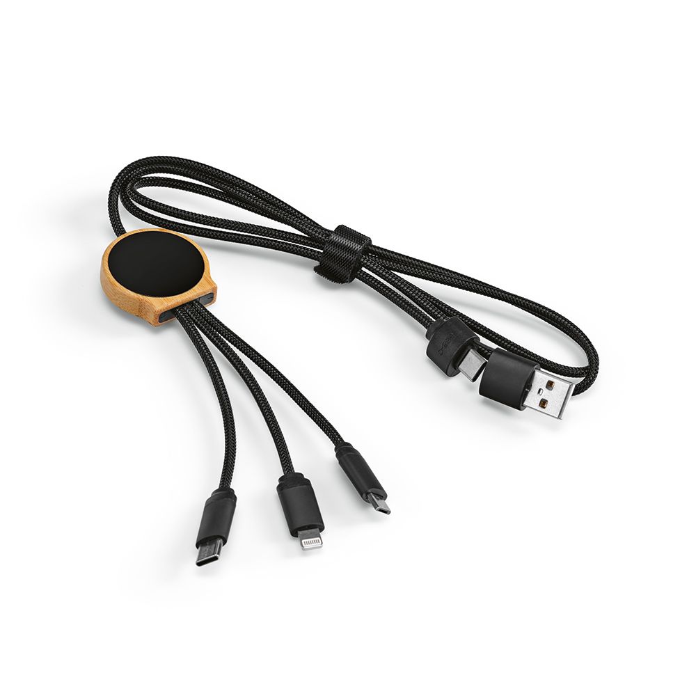 Picture of Asimov 5-in-1 Cable Bamboo and rPET. Backlit logo