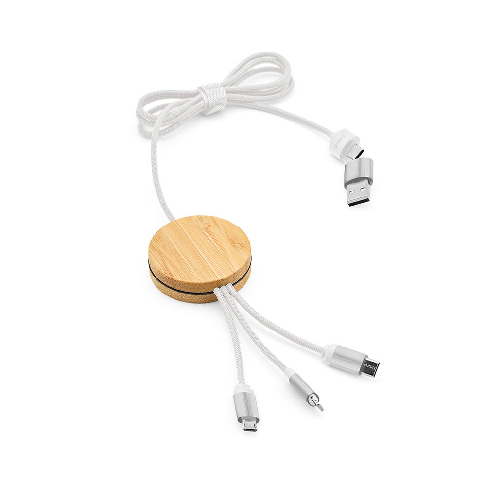 Picture of Feynman 5-in-1 Cable Bamboo and rPET. Backlit logo