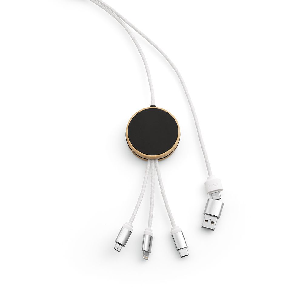 Picture of Feynman 5-in-1 Cable Bamboo and rPET. Backlit logo