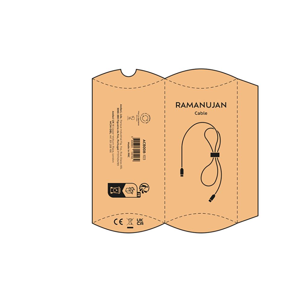 Picture of Ramanujan Cable rPET. 1m USB-C to Lightning. Fast Charge