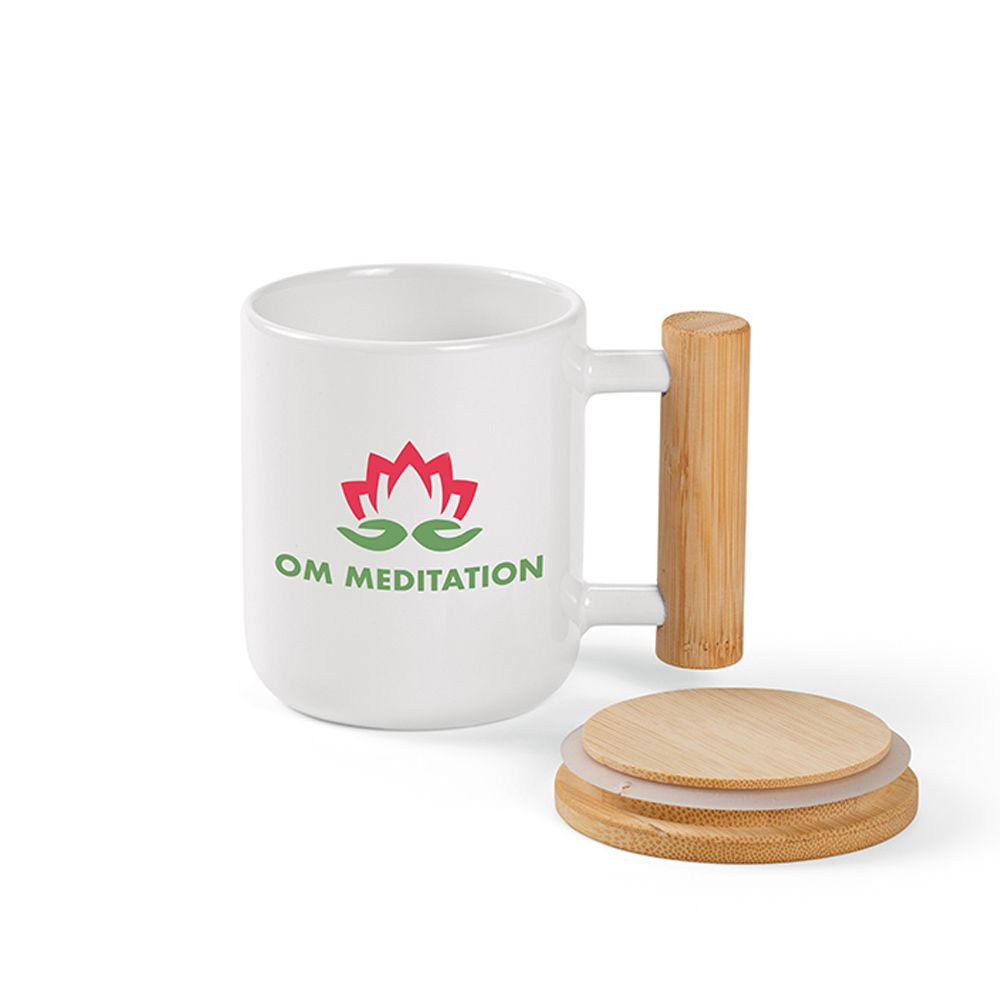 Picture of Douro Mug Ceramic, Bamboo lid and handle 380ml. Sublimation