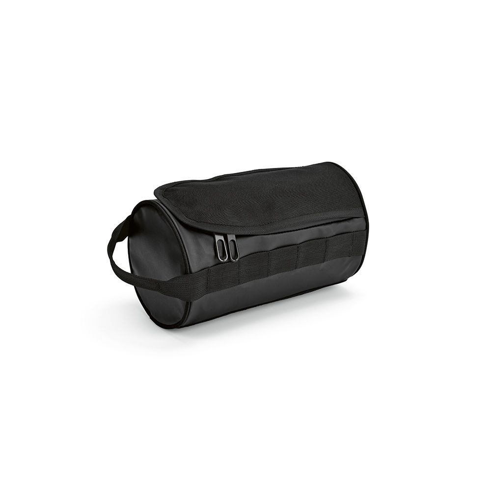 Picture of Riga Toiletry Bag 5.7L rPET. Barrel shaped with carry handle