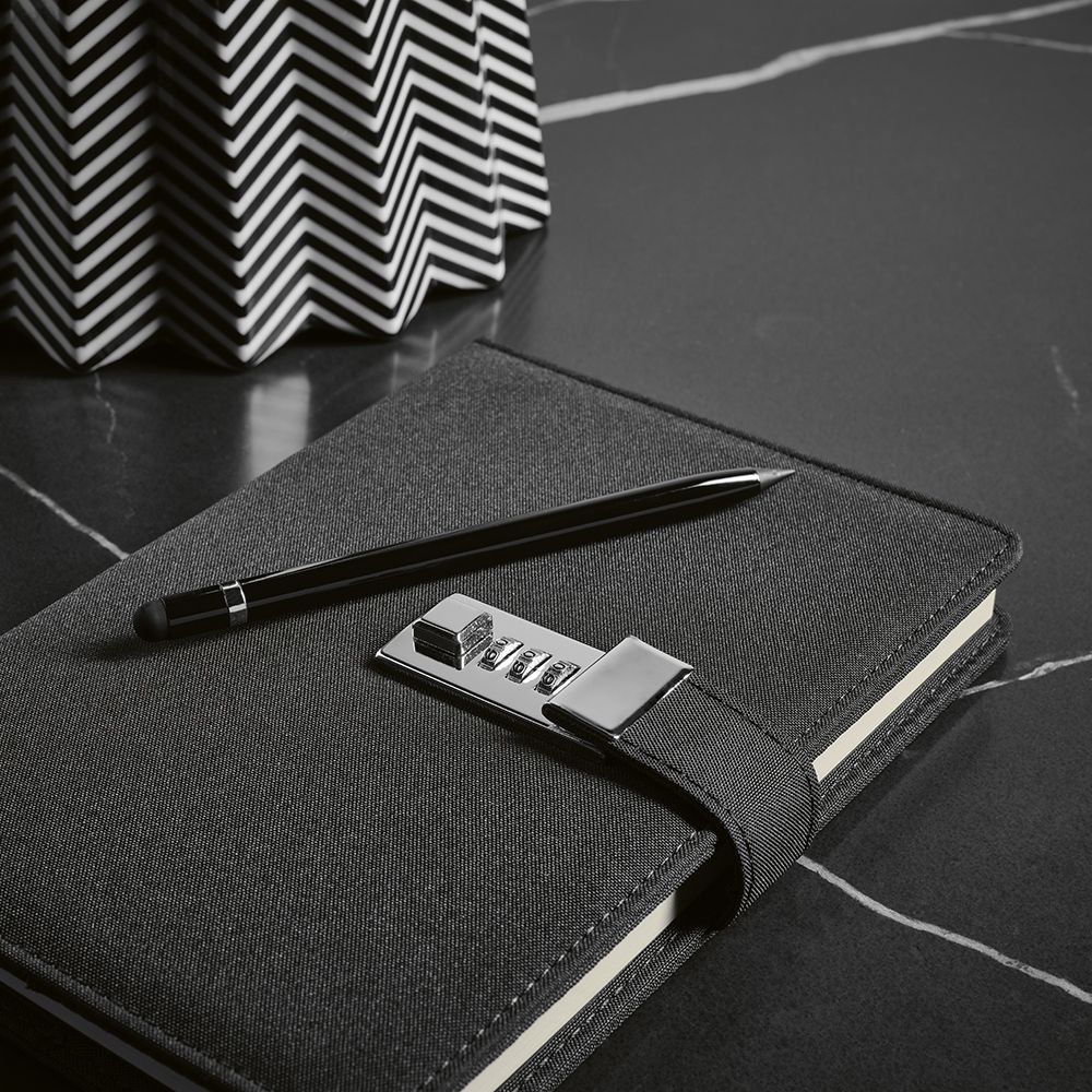Picture of Melville A5 Notebook rPET. Metal lock and 70gsm FSC 192 pages