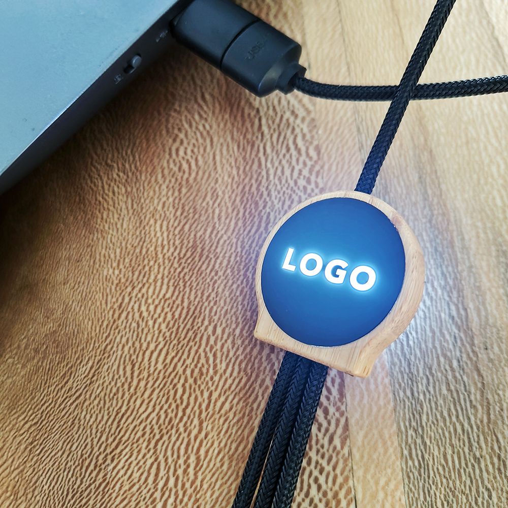 Picture of Asimov 5-in-1 Cable Bamboo and rPET. Backlit logo