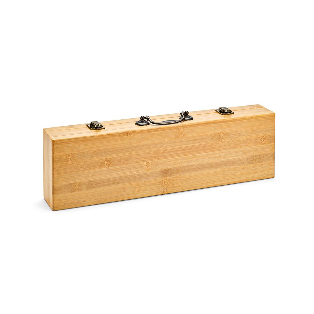 Picture of Turner Barbecue Set Bamboo. With Case, Tong, Fork & Spatula