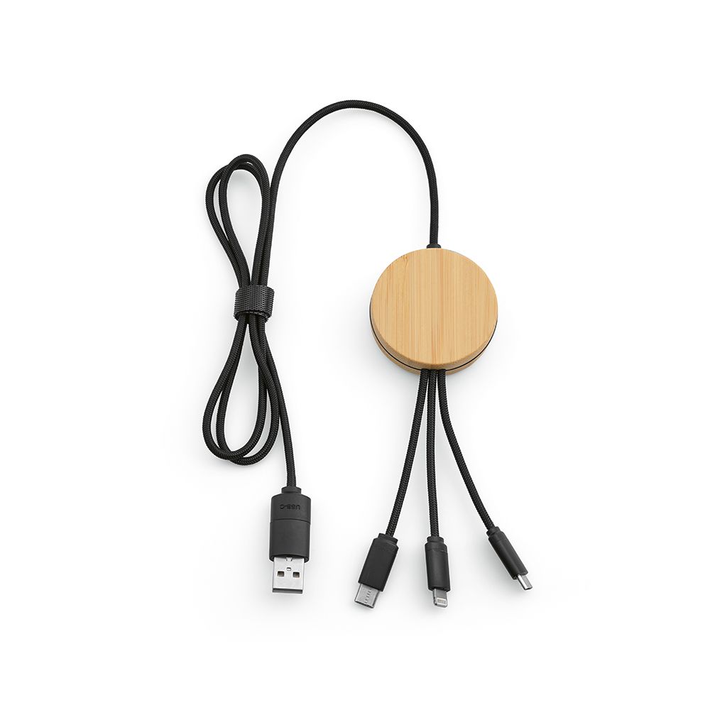 Picture of Feynman 5-in-1 Cable Bamboo and rPET. Backlit logo