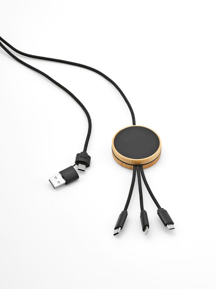 Picture of Feynman 5-in-1 Cable Bamboo and rPET. Backlit logo