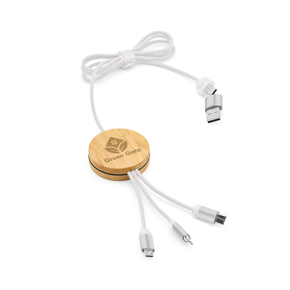 Picture of Feynman 5-in-1 Cable Bamboo and rPET. Backlit logo