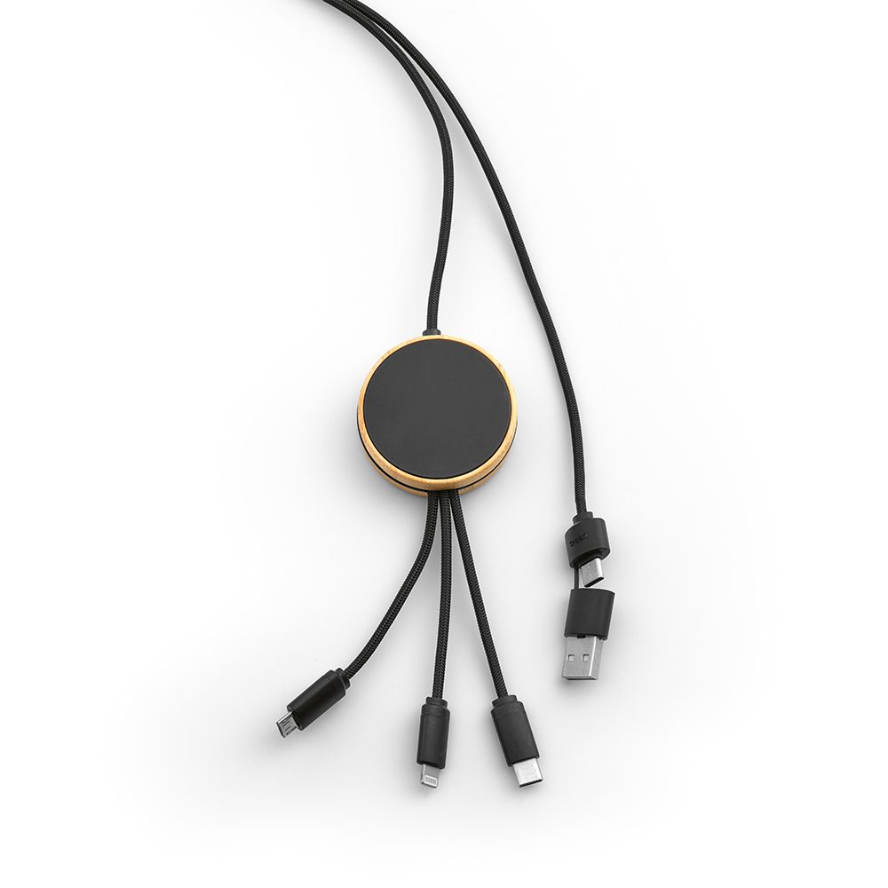 Picture of Feynman 5-in-1 Cable Bamboo and rPET. Backlit logo