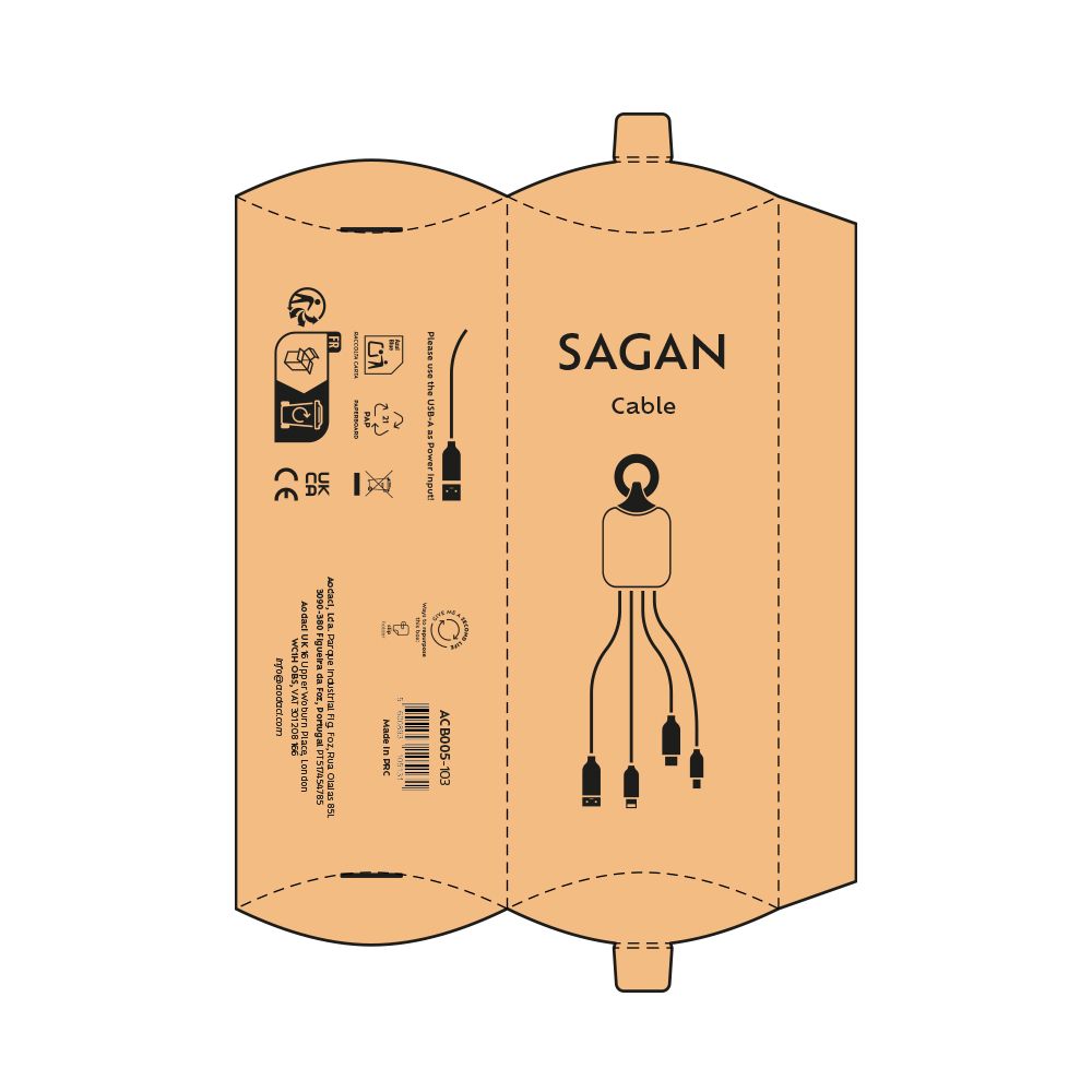 Picture of Sagan 4-in1 Cable rTPR. Backlit logo and hanging loop