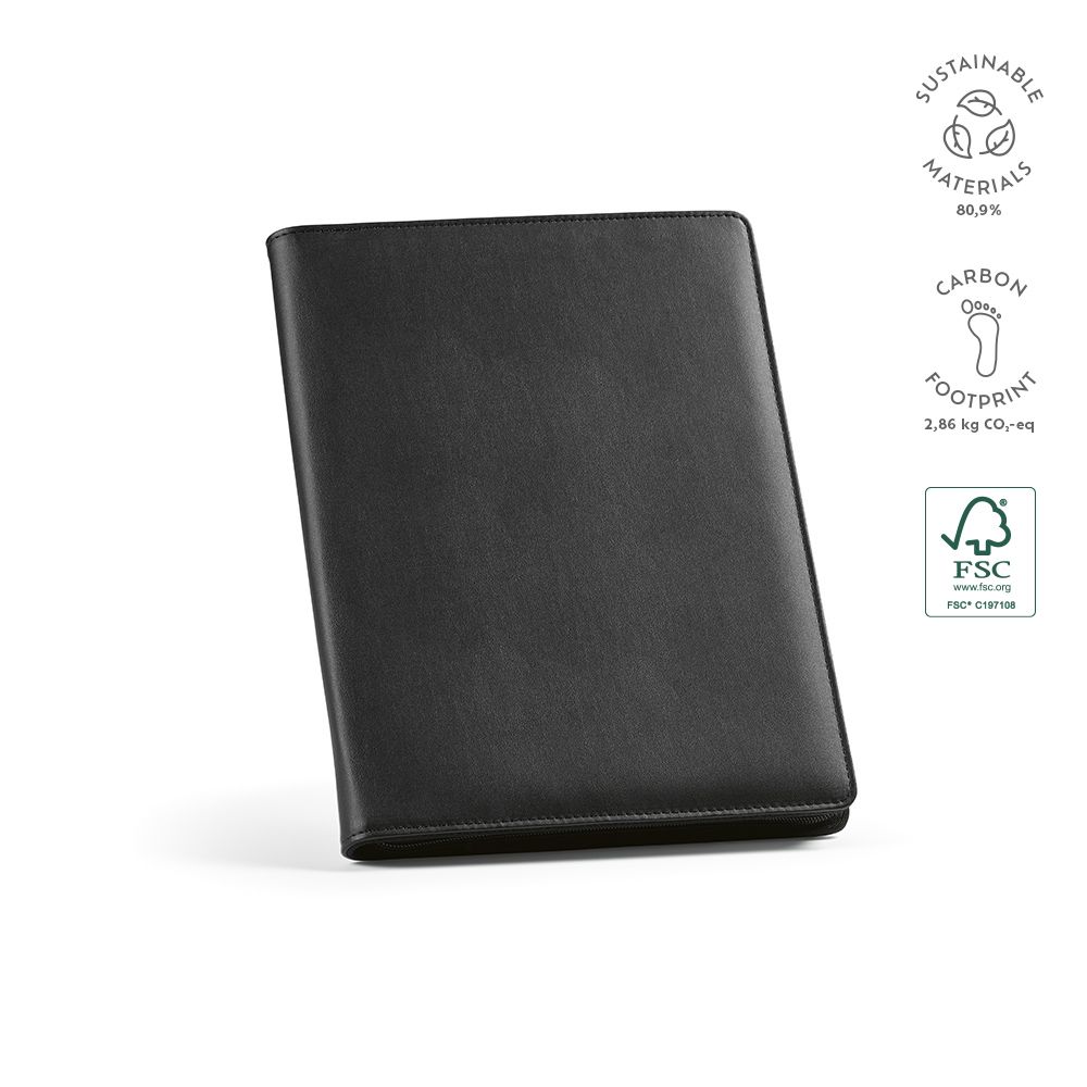 Picture of Orwell A4 Folder rPU. 64 FSC sheet notepad and zipper closure