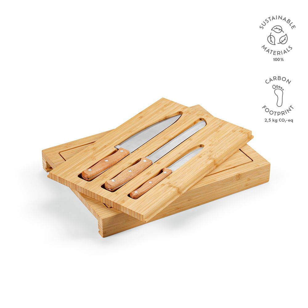 Picture of Brancusi Board Bamboo with Kitchen Knives