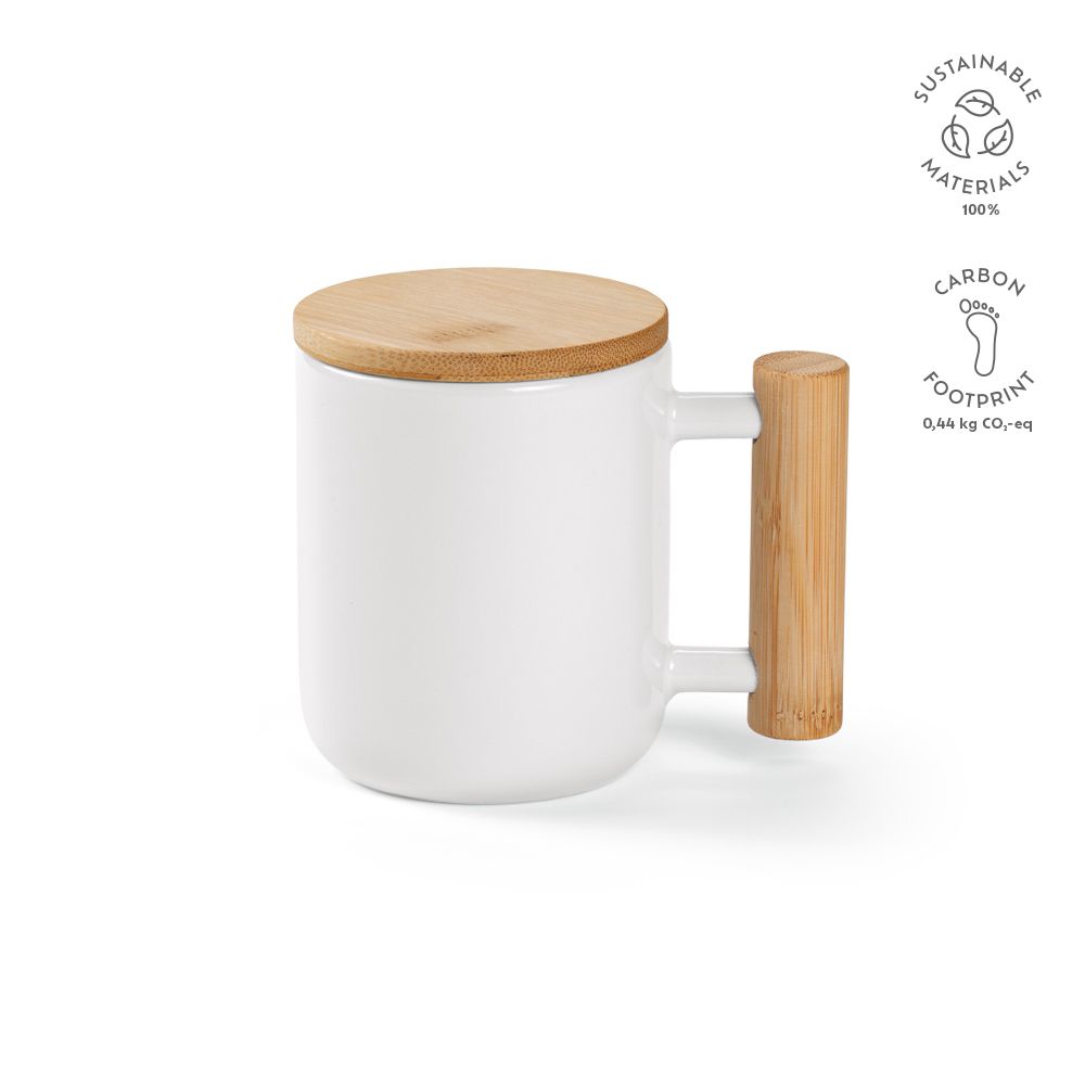 Picture of Douro Mug Ceramic, Bamboo lid and handle 380ml. Sublimation