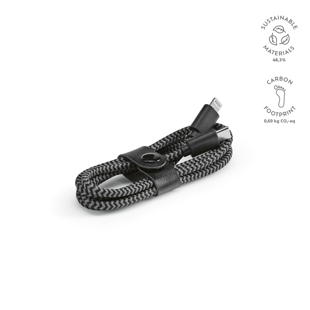 Picture of Ramanujan Cable rPET. 1m USB-C to Lightning. Fast Charge