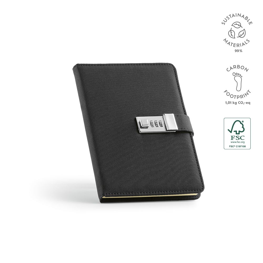 Picture of Melville A5 Notebook rPET. Metal lock and 70gsm FSC 192 pages