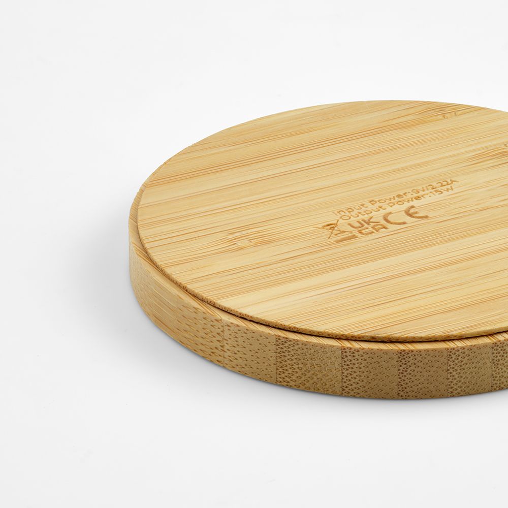 Picture of Kepler Wireless Charger Bamboo 15W. USB-C Port